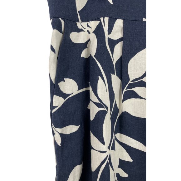 Ophelia Roe Womens XL Navy & White Floral Printed Shorts Pull On Linen Blend - Picture 4 of 11